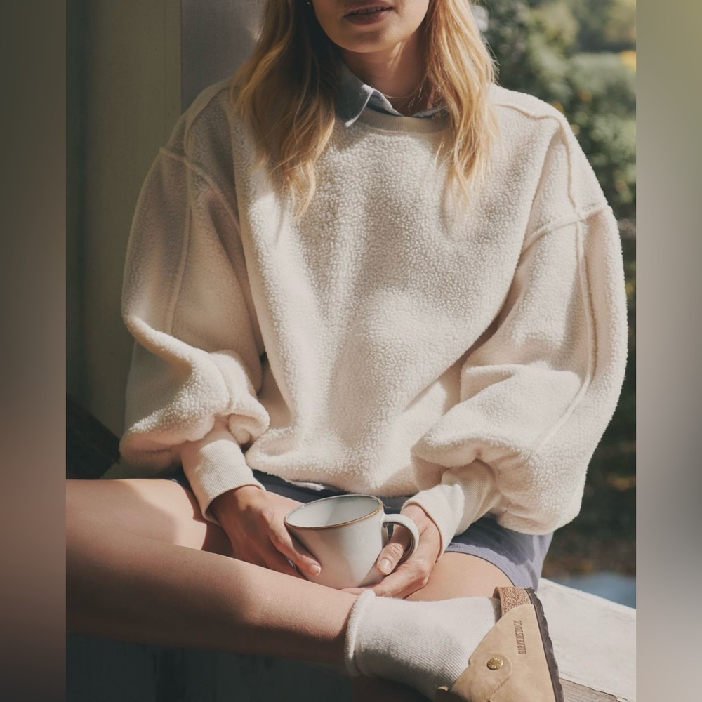 NWT Size L (P2P 26") - Pilcro Slouchy Crew-Neck Sweatshirt in Ivory (NWT US$ 98) - Picture 3 of 16
